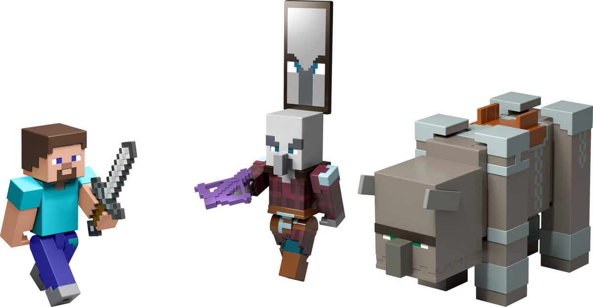 Mattel Minecraft Village Raid banner accessory adds atmosphere to display scenes.