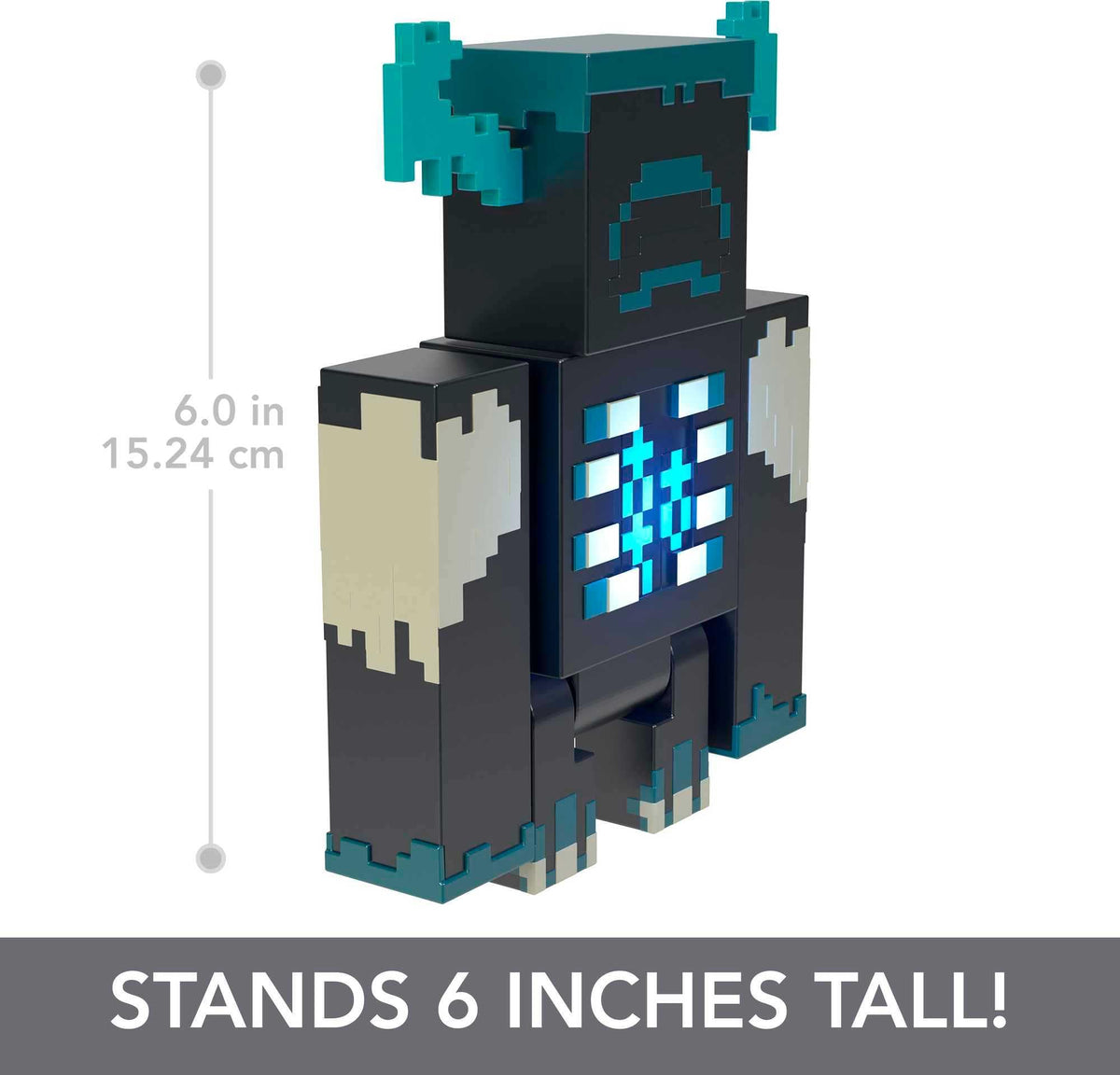 Mattel Minecraft Warden figure lights and sounds bring game to life.