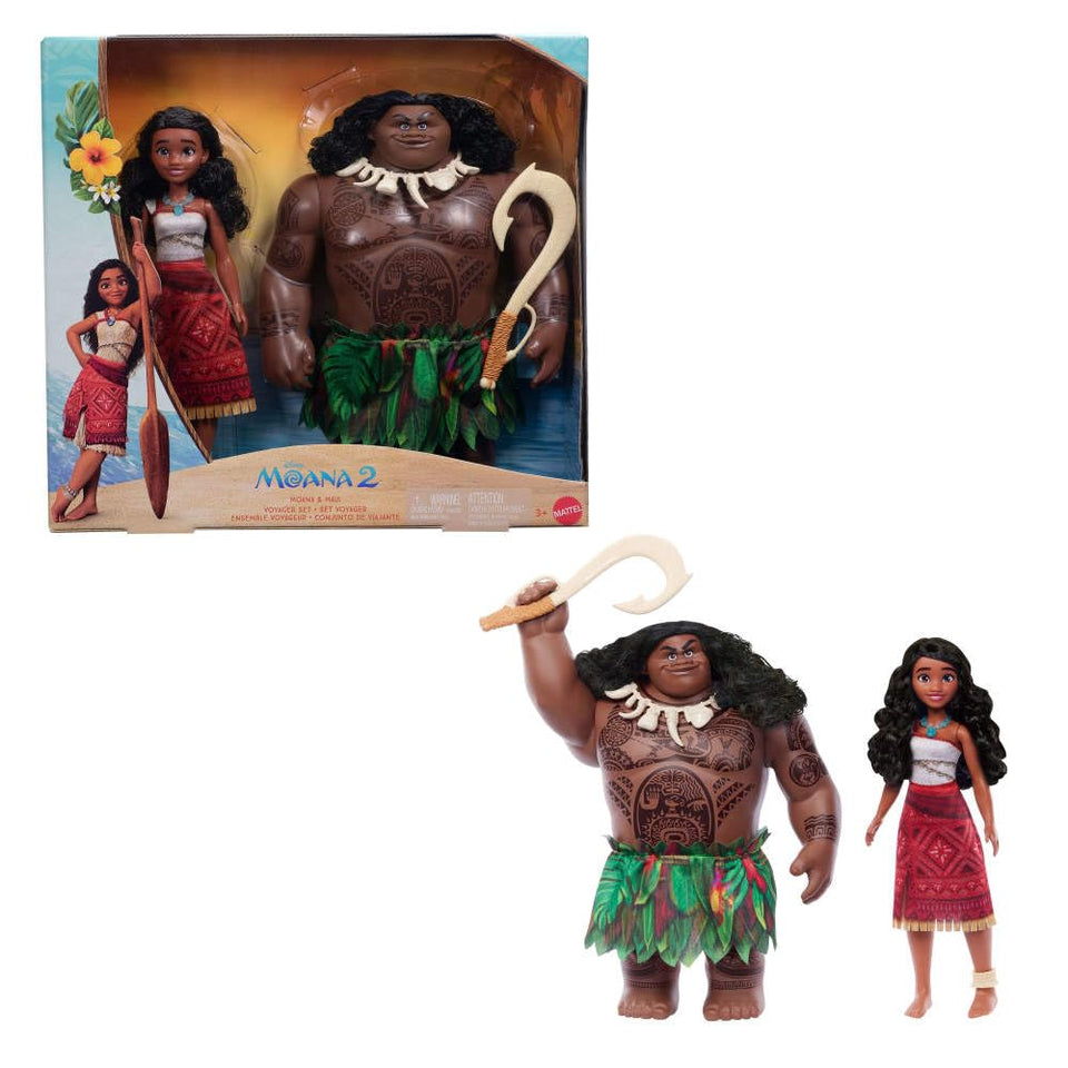 Mattel Moana 2 Voyager doll in adventure outfit for imaginative ocean journeys.