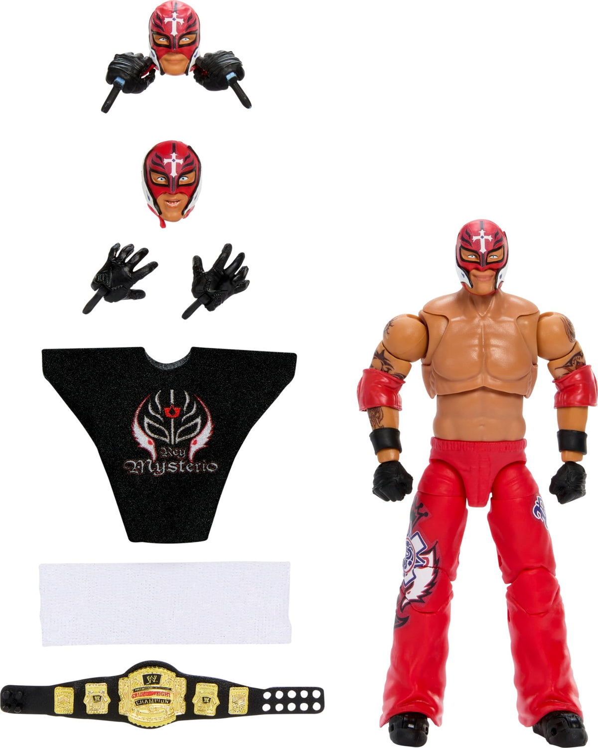 Mattel Rey Mysterio Ultimate Edition figure in entrance pose for display and dynamic recreations