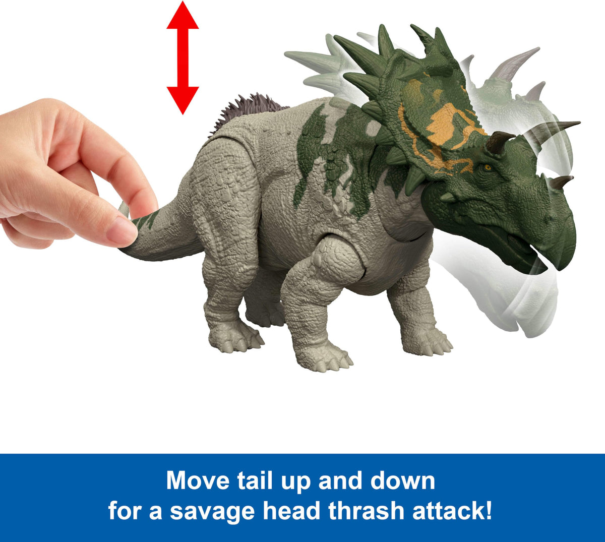 Mattel Spiclypeus tail-action toy enables directional attack.