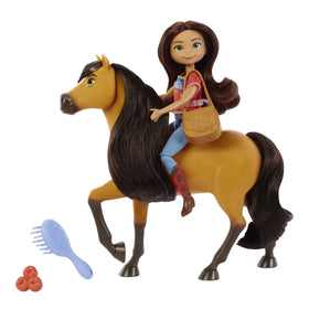 Mattel Spirit Lucky Doll wearing molded jeans and boots for dress-up moments.