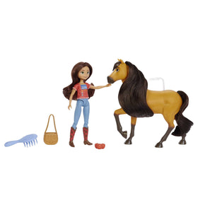 Mattel Spirit Lucky Doll sits on Spirit horse with a c-clip.