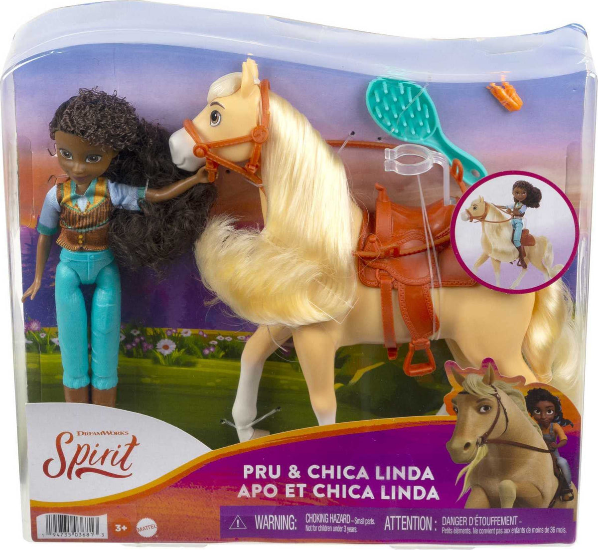 Mattel Spirit Untamed brush and carrot treats inspire grooming and nurturing play.