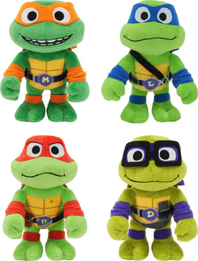 Mattel TMNT Mutant Mayhem Leonardo plush 8-inch ready for cuddles and imaginative play.