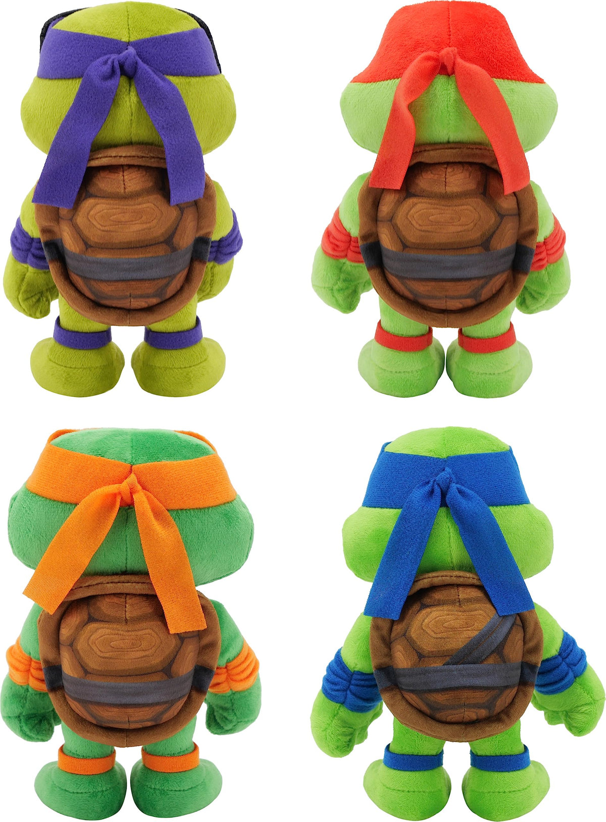 Mattel TMNT Mutant Mayhem plush pack on shelf demonstrates versatile kids' collection.