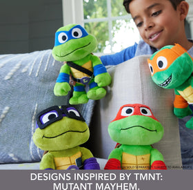 Mattel TMNT Mutant Mayhem Raphael plush 8-inch fun for adventures and comfort.