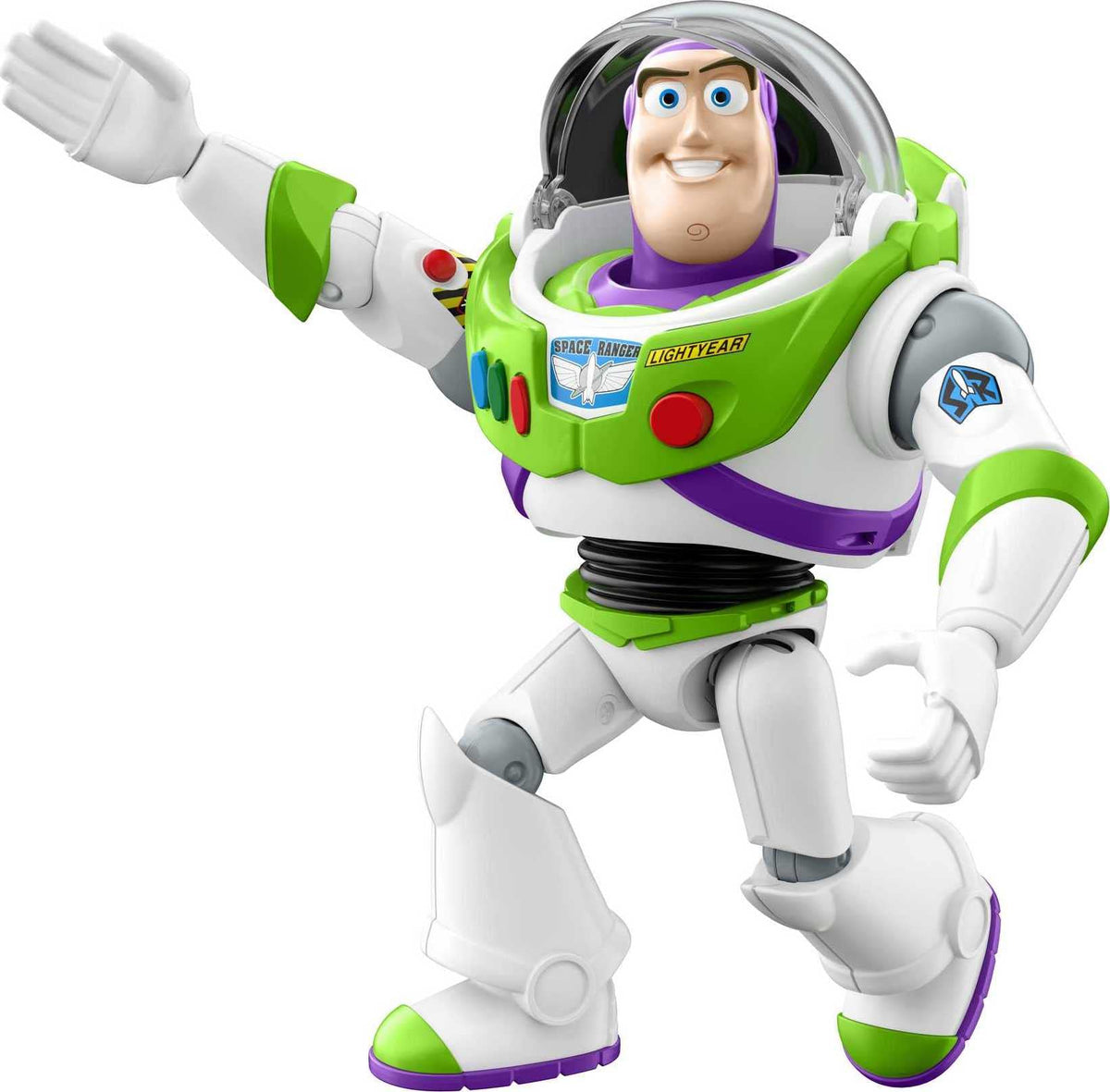 Mattel Buzz Lightyear figure with chest button delivers 30+ phrases for imaginative play.
