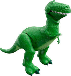 Mattel Toy Story Roarin’ Laughs Rex figure with moving arms and 40+ phrases