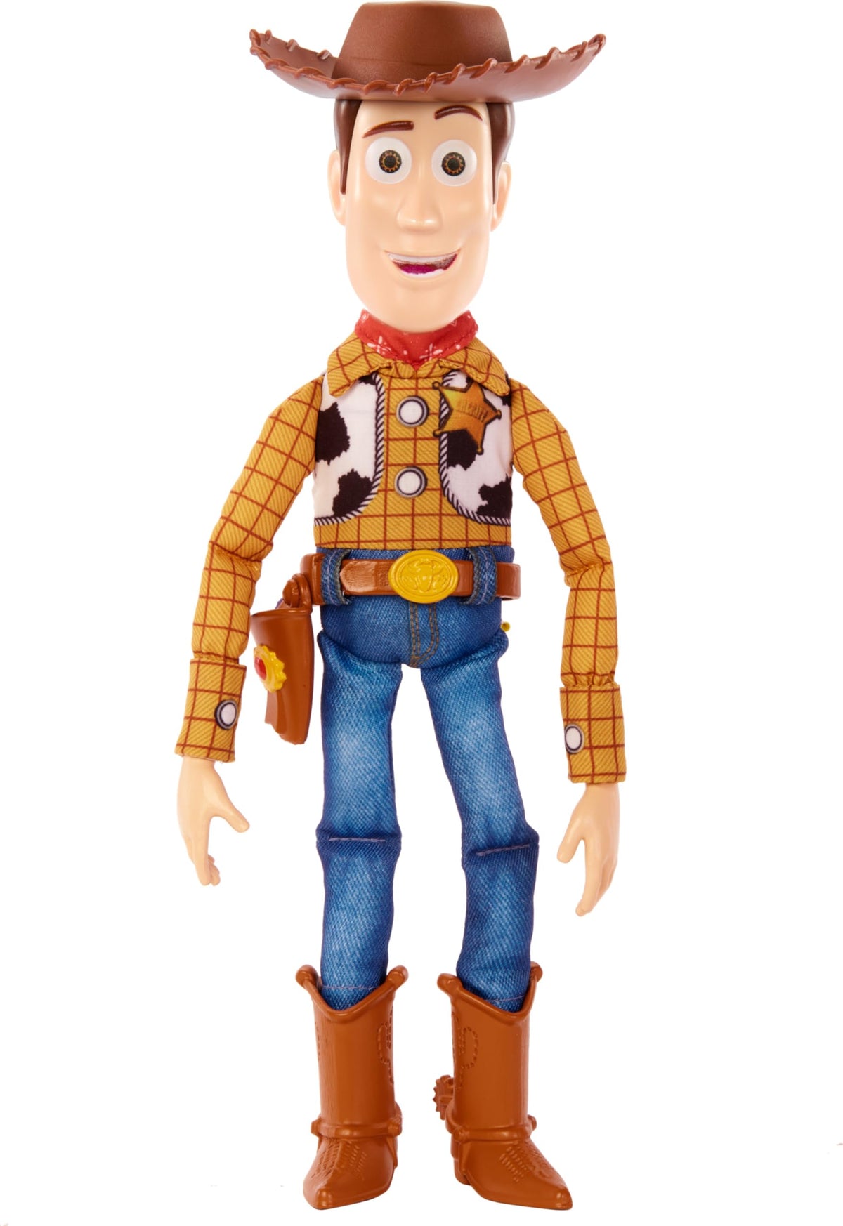 Mattel Toy Story Woody Roundup Fun 12-inch figure with 30+ phrases for interactive play.