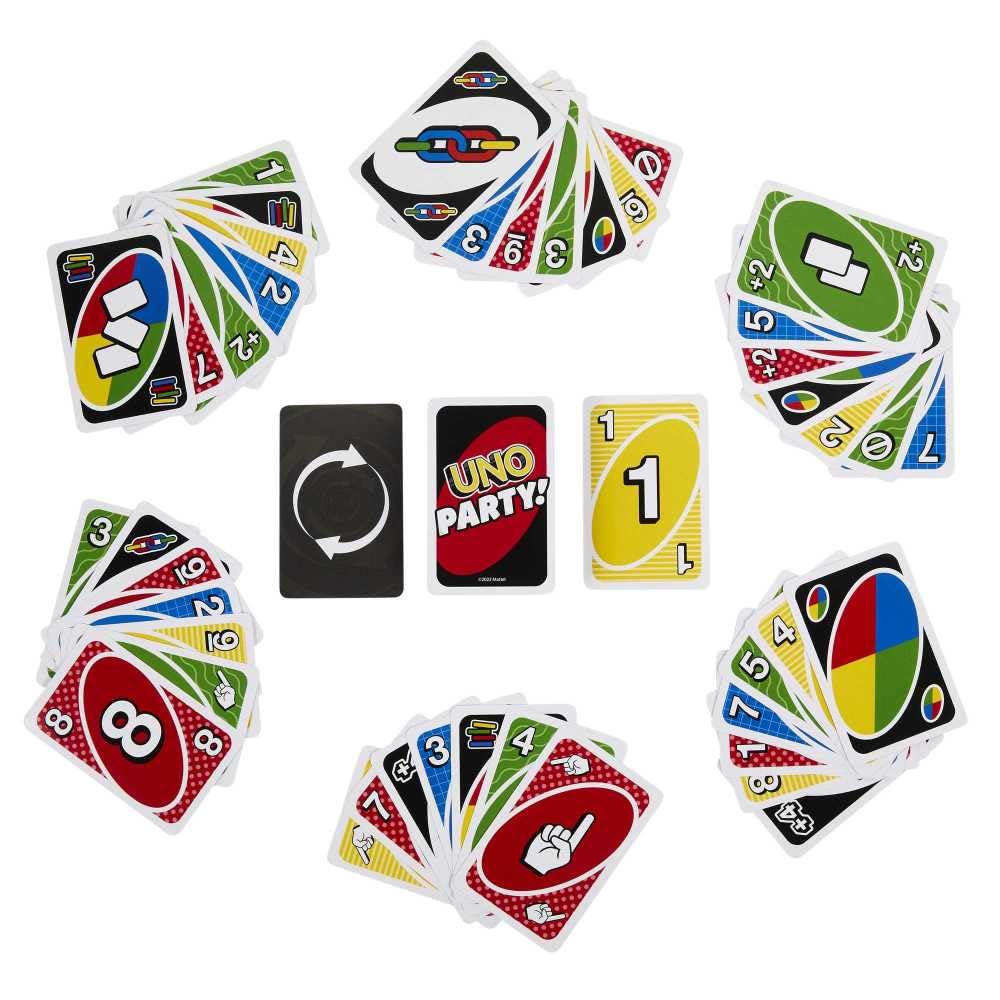 Mattel UNO Party Card Game night activity for friends and family.