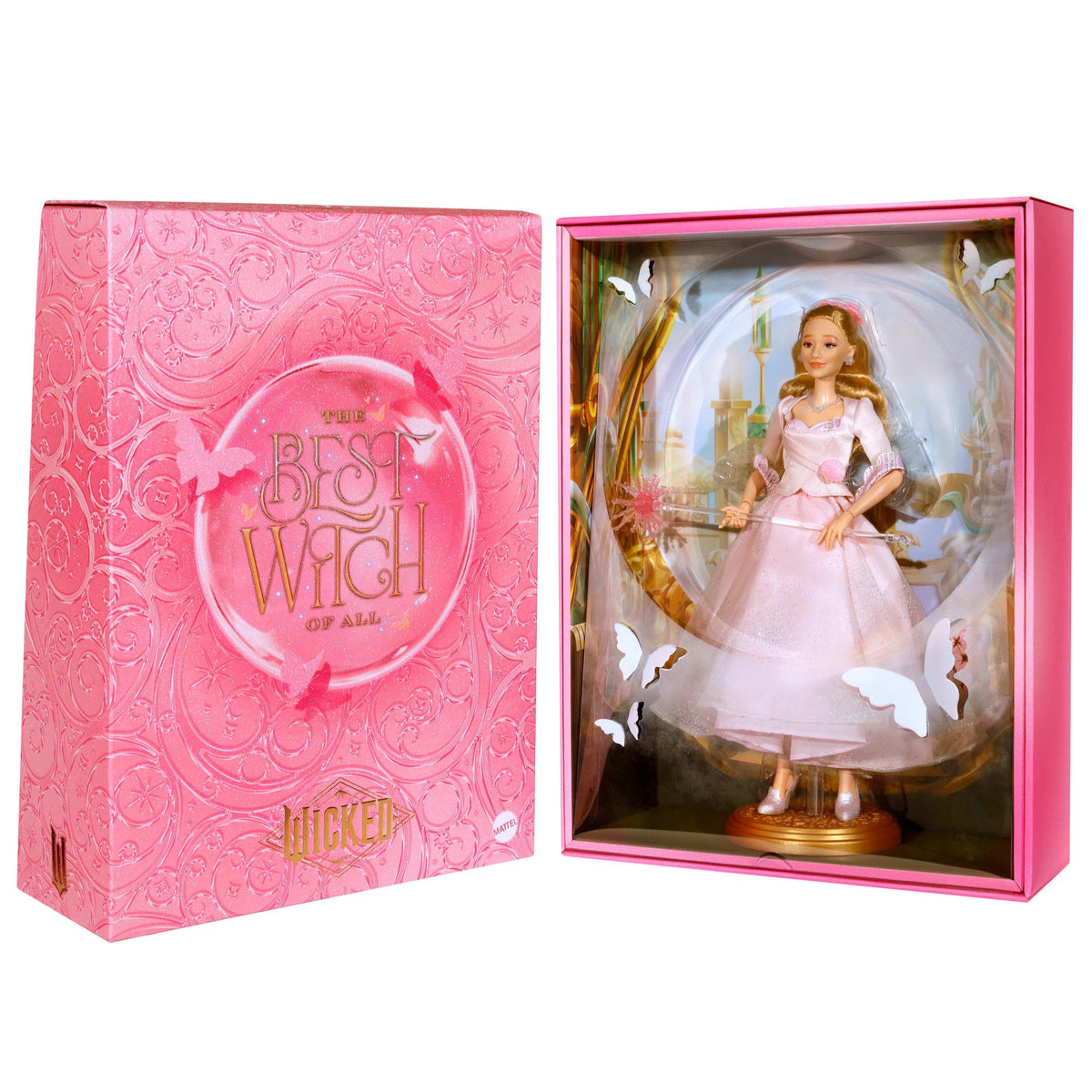Mattel Wicked Glinda 11-point articulation; enables dynamic posing for Wicked scenes.