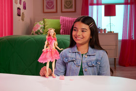 Mattel Wicked Glinda doll ombre pink removable dress with ruffles for dress-up.