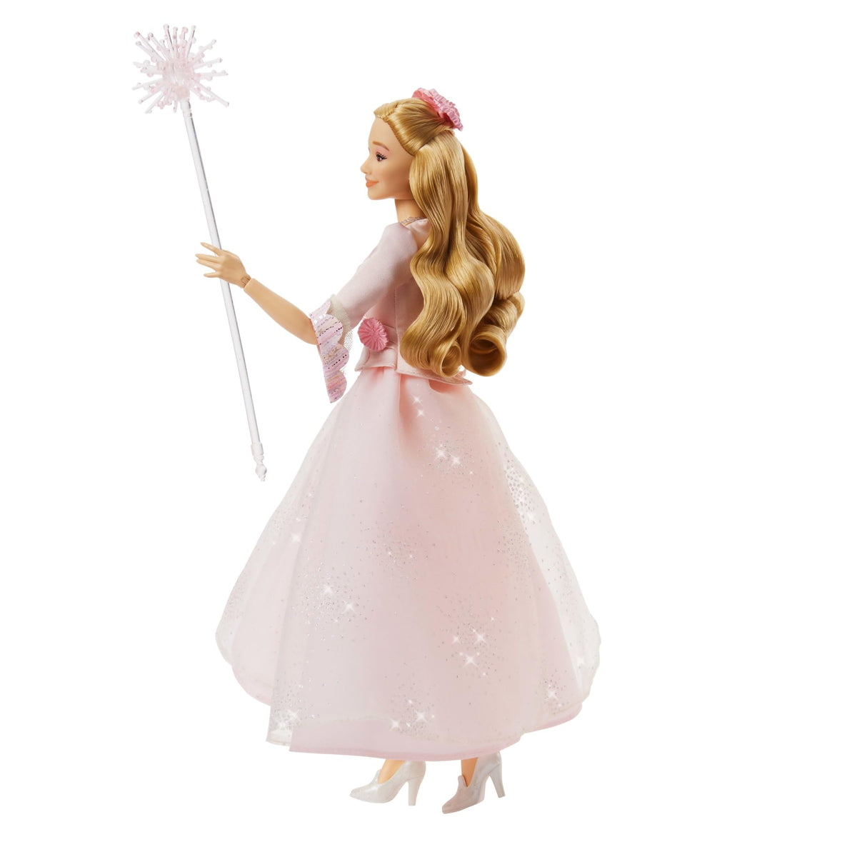 Mattel Wicked Glinda gem earrings and butterfly necklace; sparkling accents for outfits.