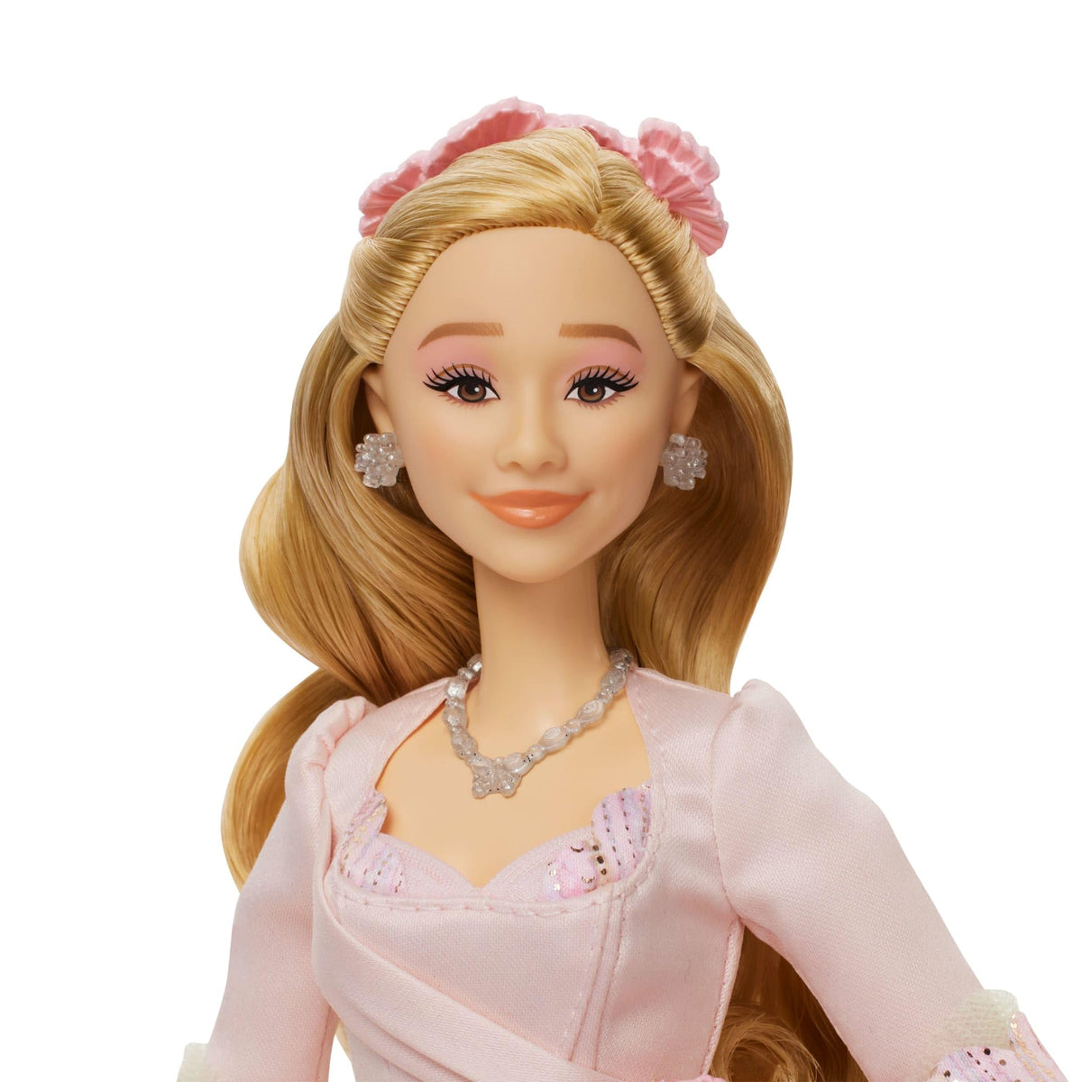 Mattel Wicked Glinda satin bodice detail; vivid craftsmanship for display or imaginative play.