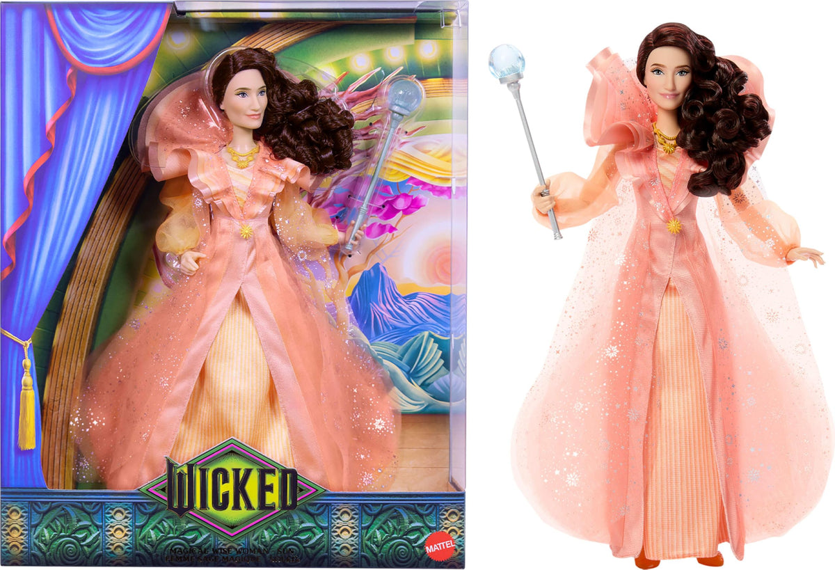 Mattel Wicked Sun Fashion Doll in a shimmering golden gown for display and storytelling