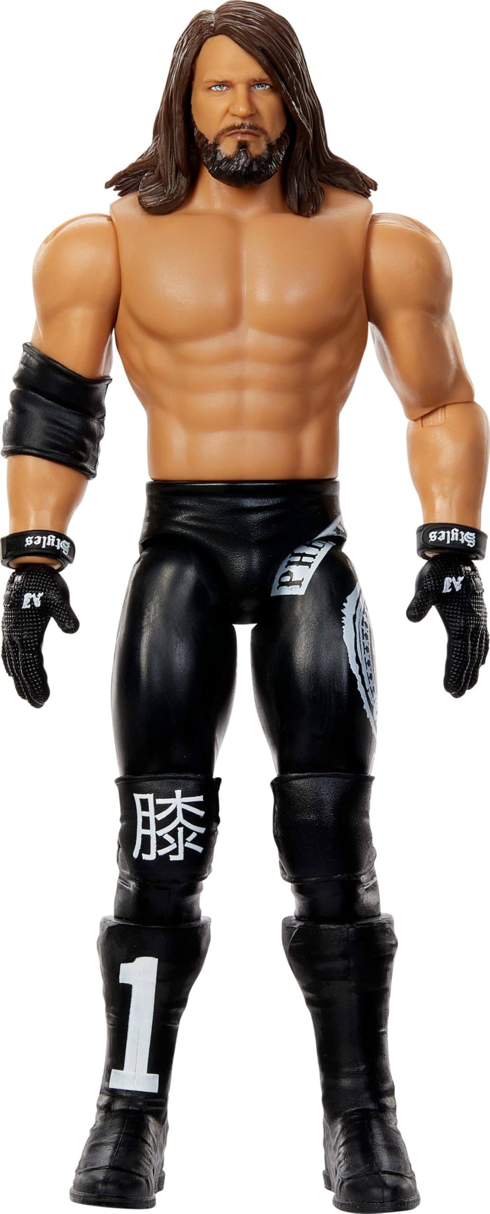 Mattel WWE AJ Styles action figure main event 154 shown in dynamic pose for display and play.