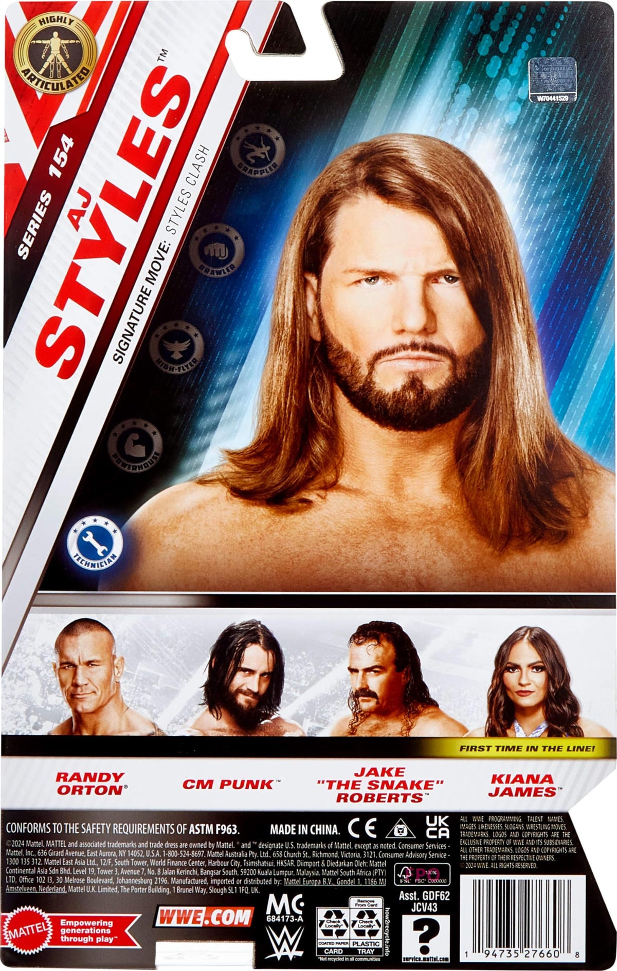 Mattel WWE AJ Styles main-event figure ideal for gifting to fans and collectors.