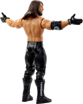 Mattel WWE AJ Styles packaging compatible with display shelves for collection.