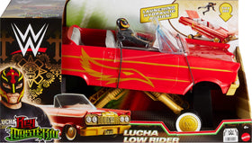 Mattel WWE Amazon Exclusive packaging highlights the included figure and vehicle.
