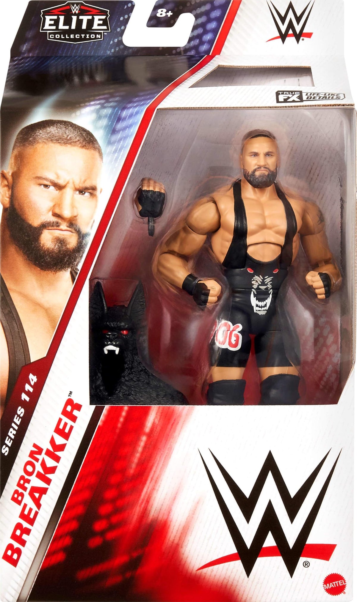 Mattel WWE Bron Breakker articulation close-up showing 25 points of movement