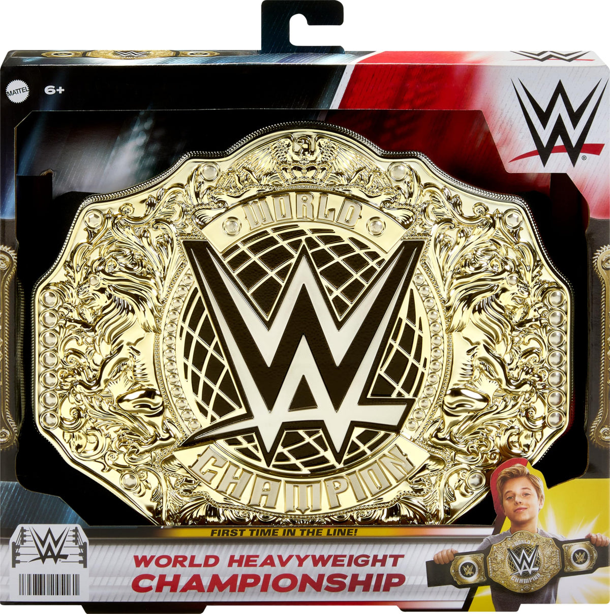 Mattel WWE Championship Title belt worn-fit demonstrates comfortable kid-sized sizing