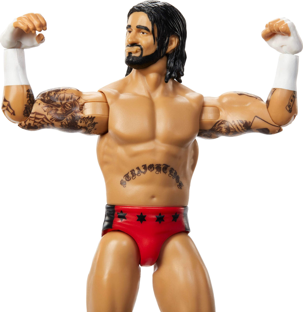 Authentic ring gear details on the CM Punk action figure.