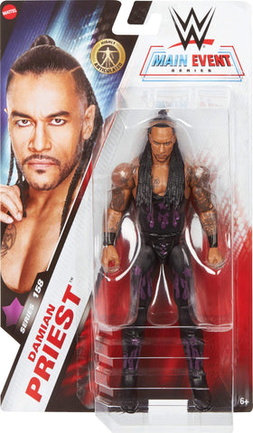 Mattel WWE Damian Priest figure showcasing 14 articulation points for dynamic posing.