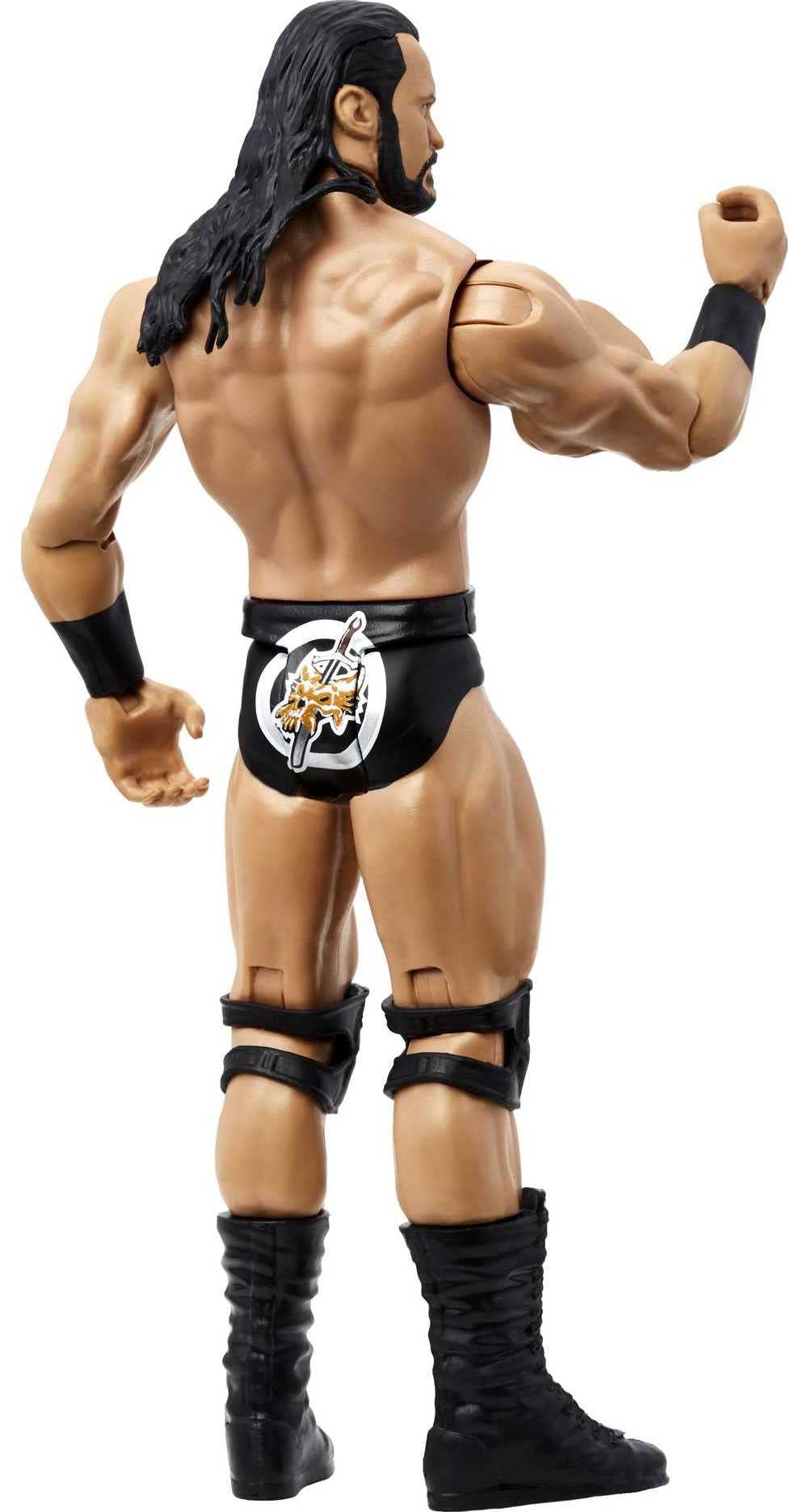 Mattel WrestleMania Drew McIntyre ring-gear detailing enhances display realism.