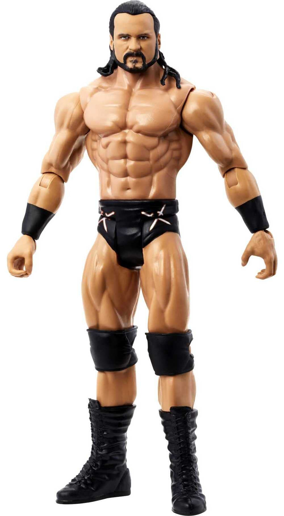 Mattel WWE Drew McIntyre figure in WrestleMania pose for display and imaginative play.