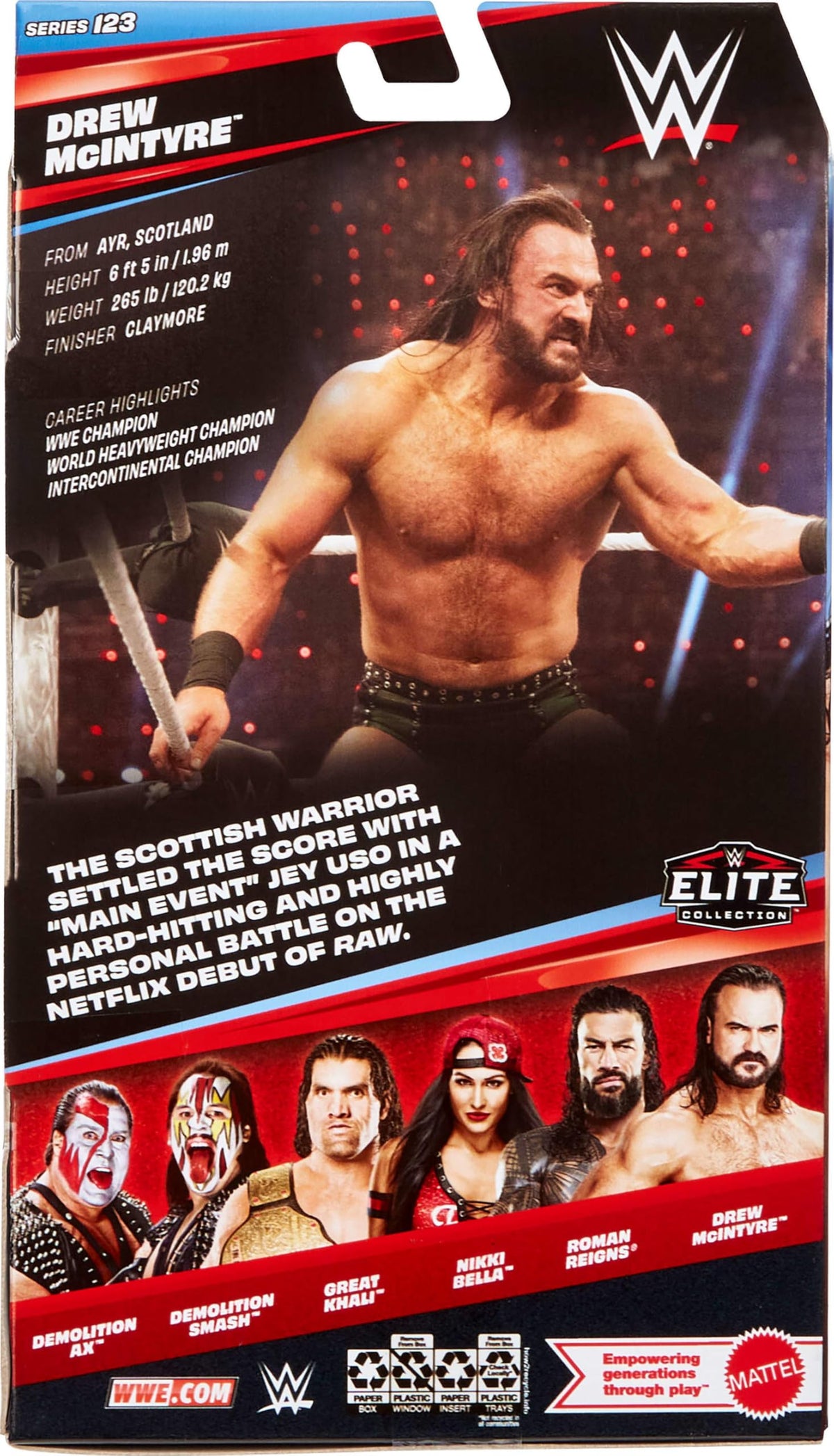 Mattel WWE Drew McIntyre packaging image for collectors