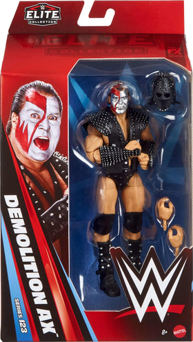 Mattel WWE Elite pose-ready figure highlighting 25 articulation points for dynamic action.