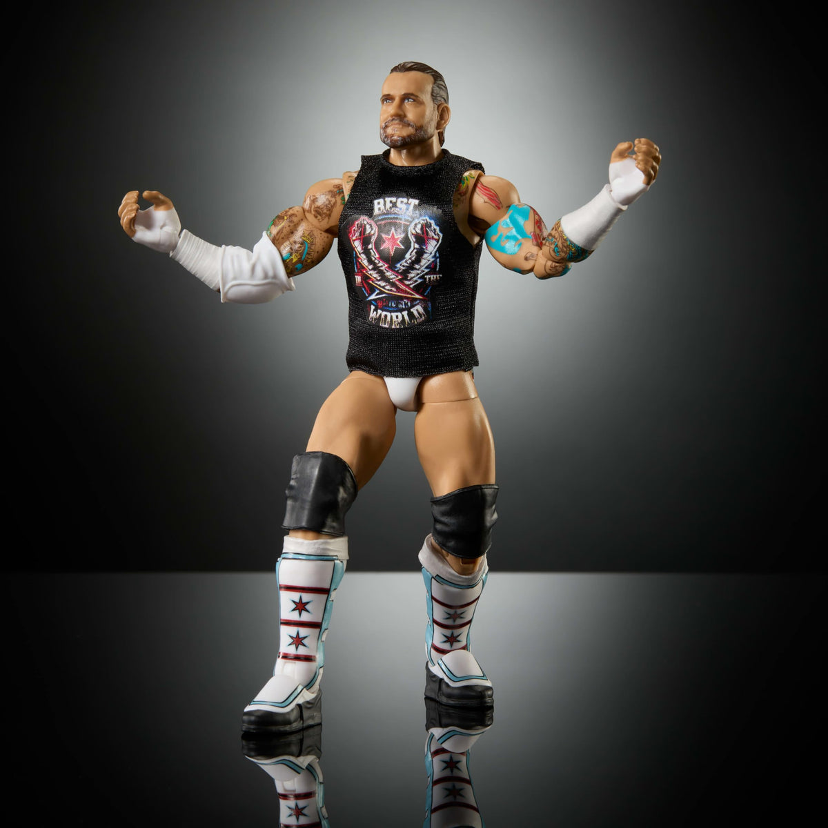 6-inch CM Punk figure with lifelike facial features for realism.