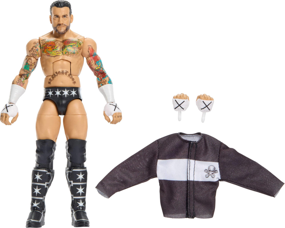 Mattel CM Punk WWE Elite figure front view for immersive display