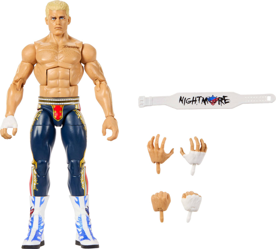Mattel WWE Elite Cody Rhodes figure front view for display and posing