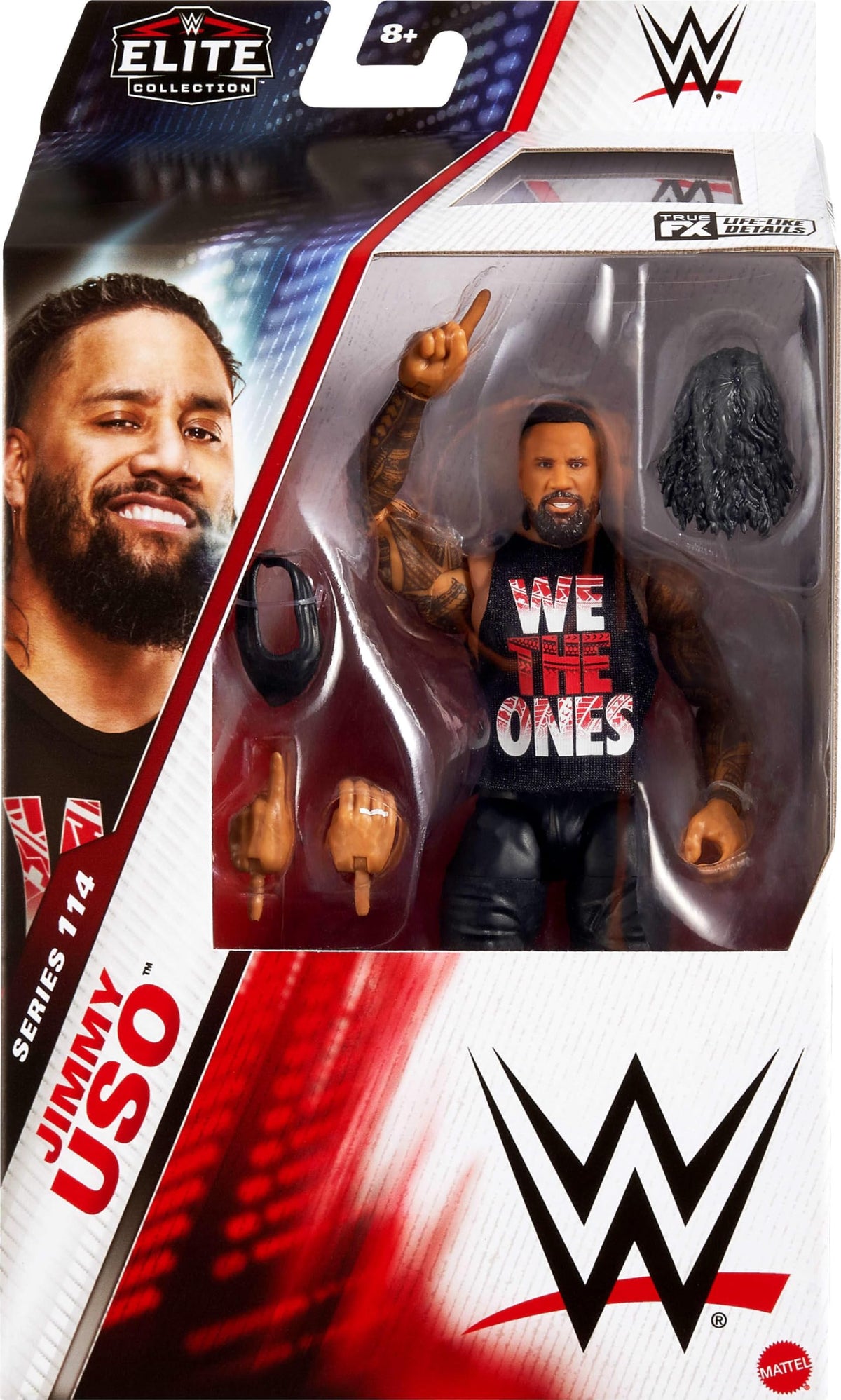 Mattel WWE Elite Jimmy Uso posing versatility with multiple articulation points for varied action