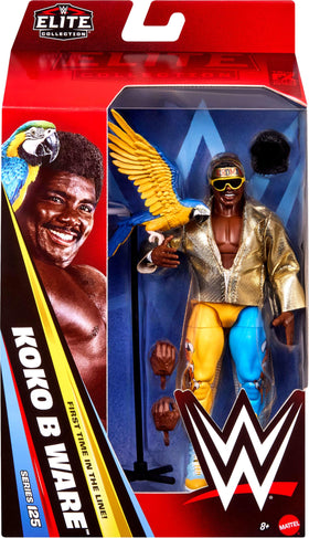 Mattel WWE Elite Koko B. Ware figure articulation pose highlighting 25 points for dynamic play