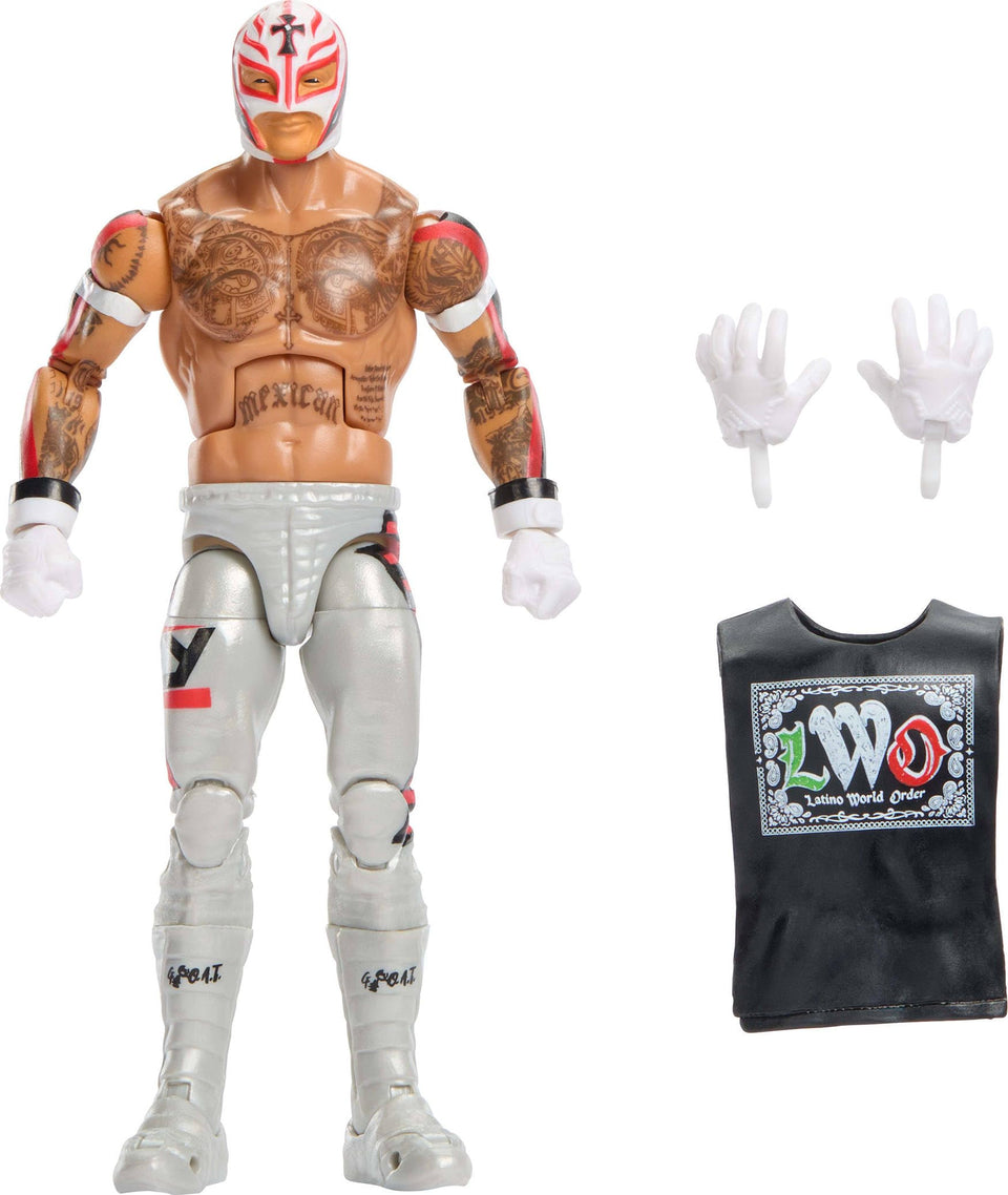 Mattel WWE Elite Rey Mysterio 6in figure with premium detail for pose and display