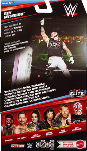 Mattel WWE Elite Rey Mysterio display poses convey arena energy on shelf