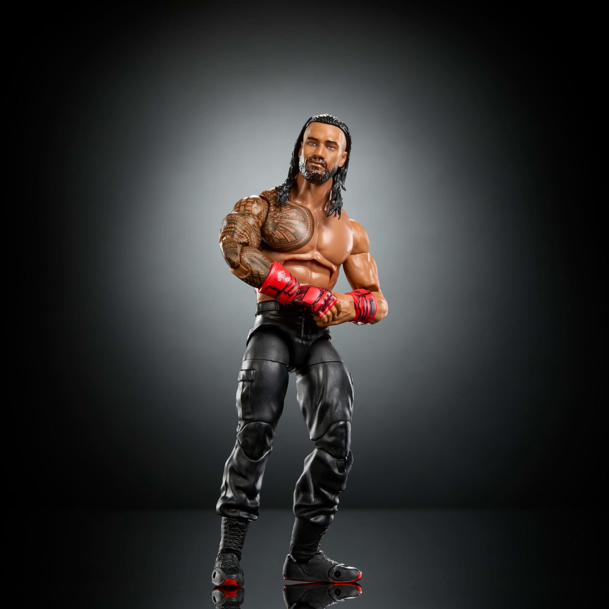 Mattel WWE Elite Top Picks Roman Reigns TrueFX detailing for lifelike features.