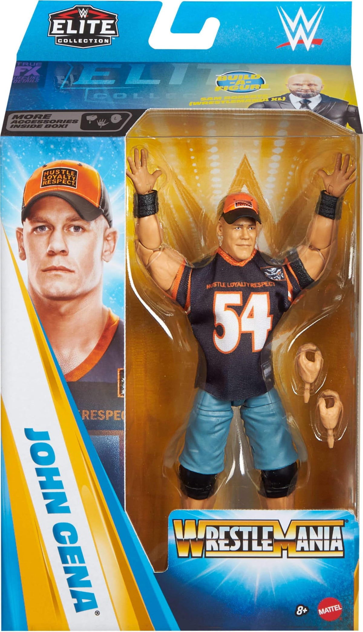 Mattel WWE Elite WrestleMania premium packaging for display and gifting.