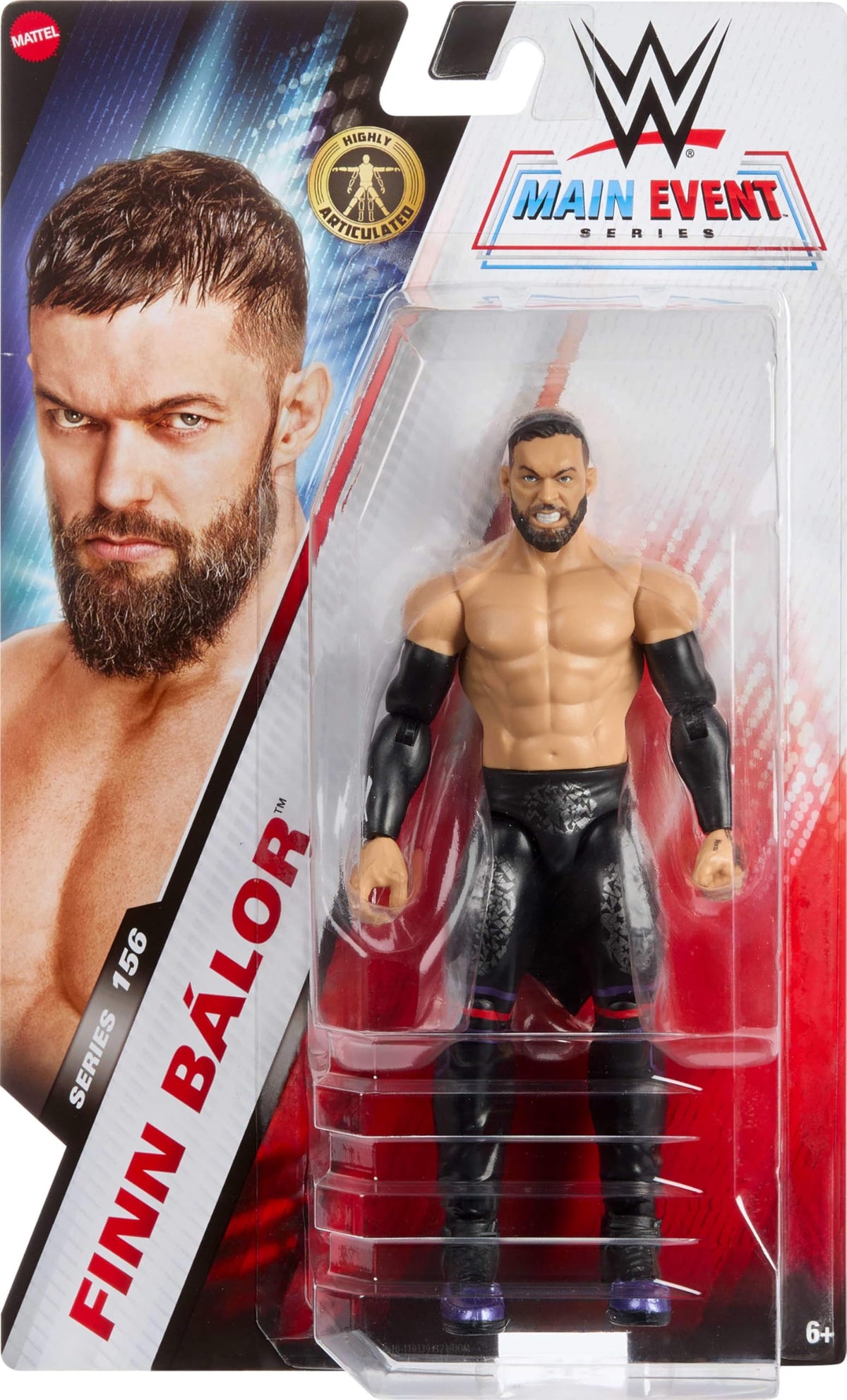 Mattel WWE Finn Balor figure side view highlighting detailed ring gear.