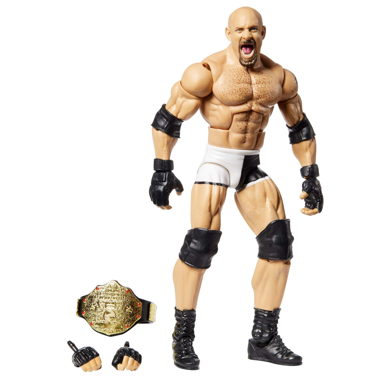 Mattel WWE Goldberg Elite 74 face-detail shows lifelike expression for display and play