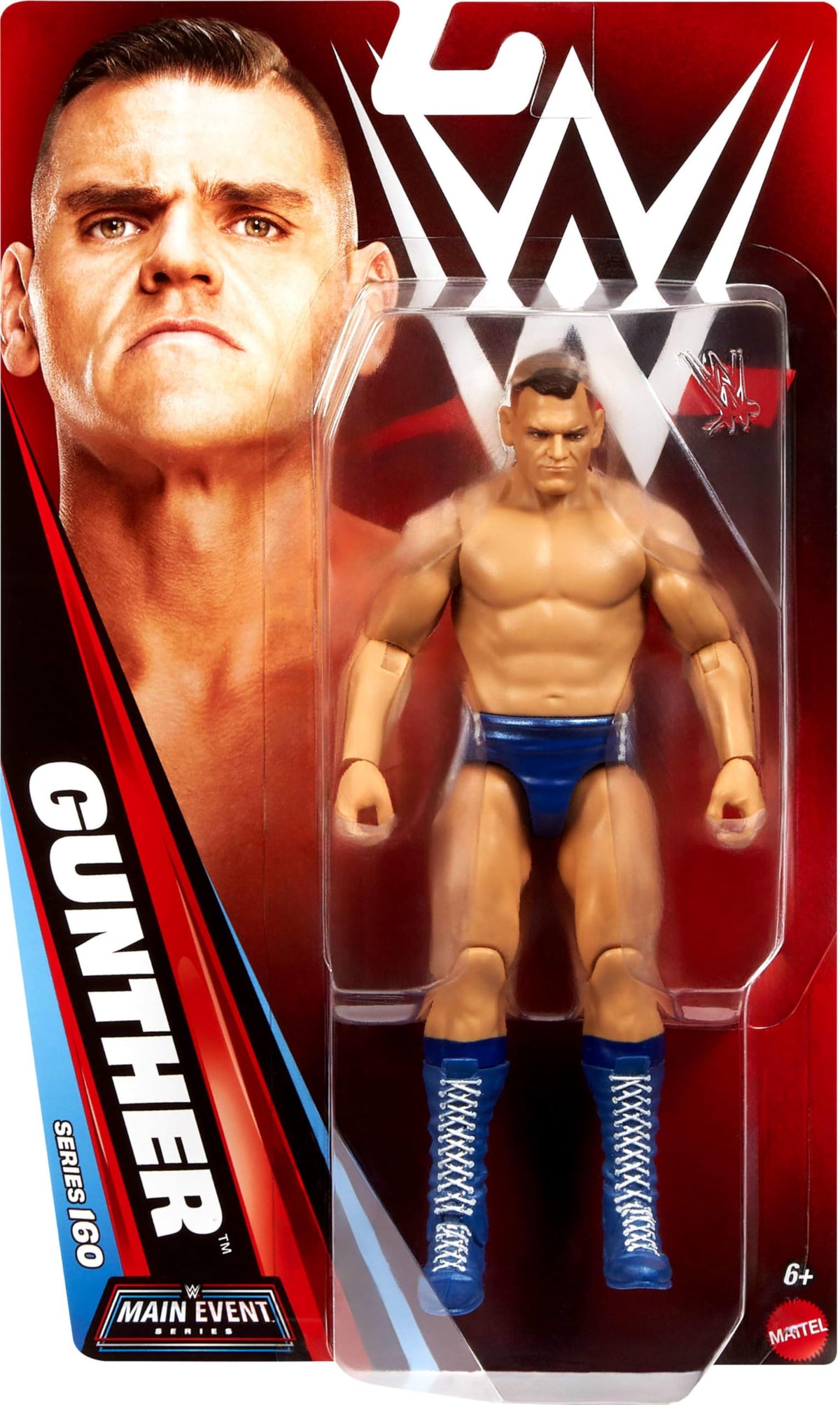 Mattel WWE Gunther figure shows 14 articulation points for dynamic posing.