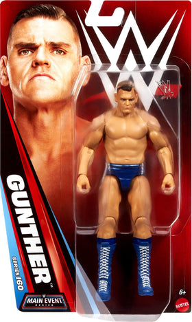 Mattel WWE Gunther figure shows 14 articulation points for dynamic posing.