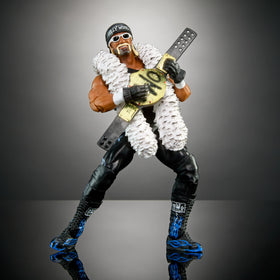 Mattel WWE Hollywood Hulk Hogan Ultimate Edition figure with TrueFX facial design for lifelike look on 6-inch scale.