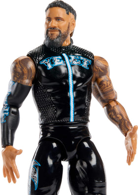 Mattel WWE Jey USO figure articulation-posed shows 14 points for dynamic poses.