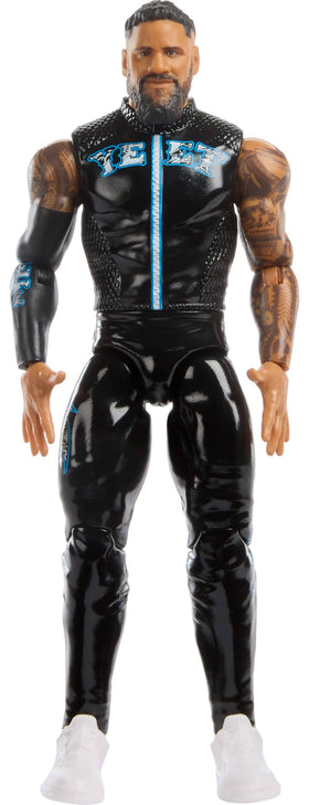 Mattel WWE Jey USO figure front view for display with lifelike details.