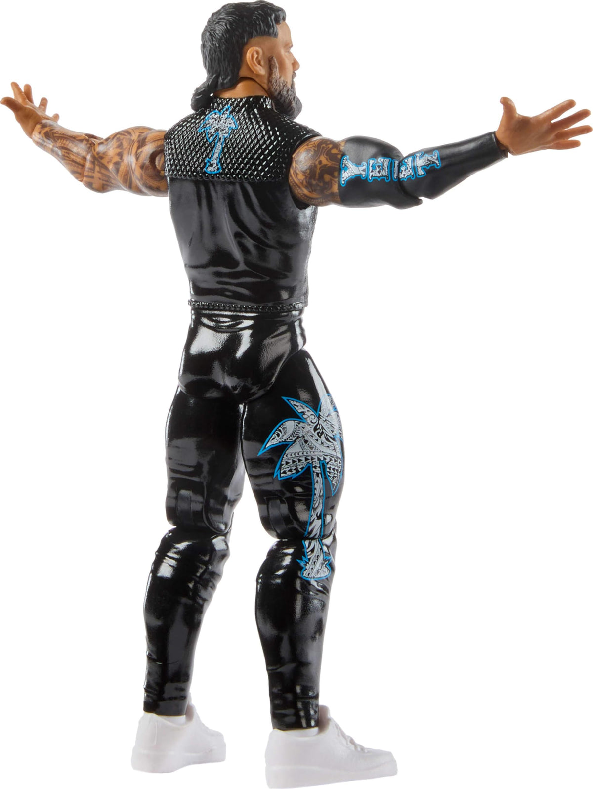 Mattel WWE Jey USO figure ring-gear-detail captures authentic branding for collectors.