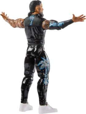 Mattel WWE Jey USO figure ring-gear-detail captures authentic branding for collectors.